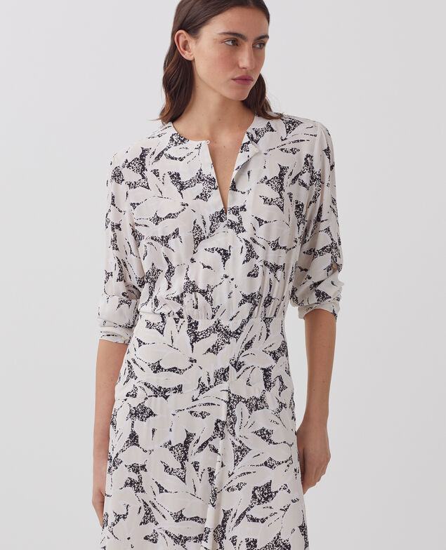 Silky maxi dress J301 flower camo ecru