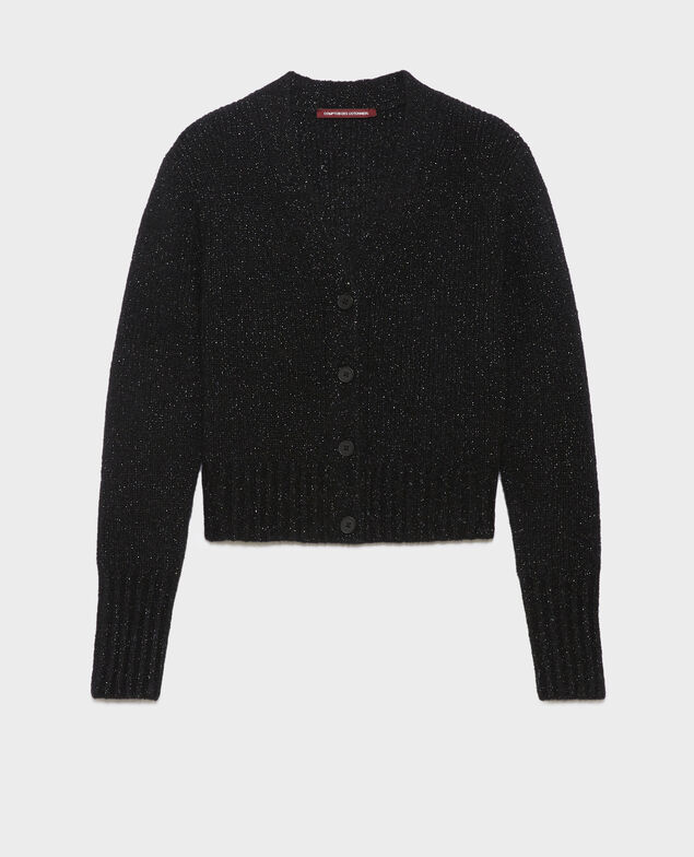 Alpaca blend cardigan A092 black knit