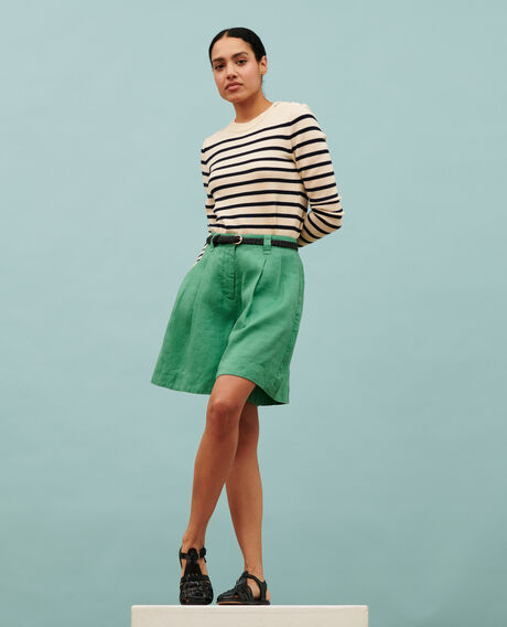 Loose linen shorts 0542 pine green 3spa112f04
