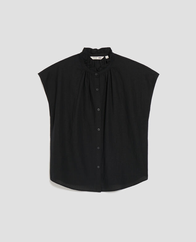 Frilly sleeveless shirt U090 black