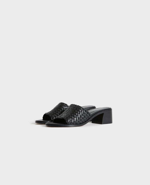 Leather heeled sandals 09 black