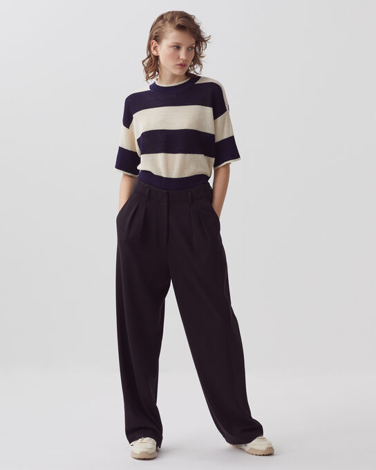 YVONNE - Loose silky trousers 8853 09 BLACK