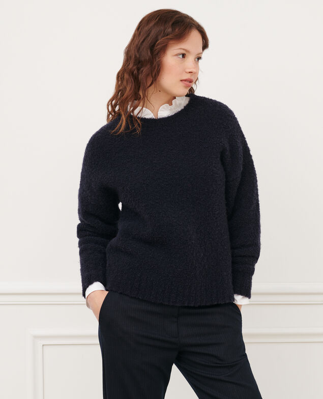 Round neck wool blend jumper 8841 69 navy