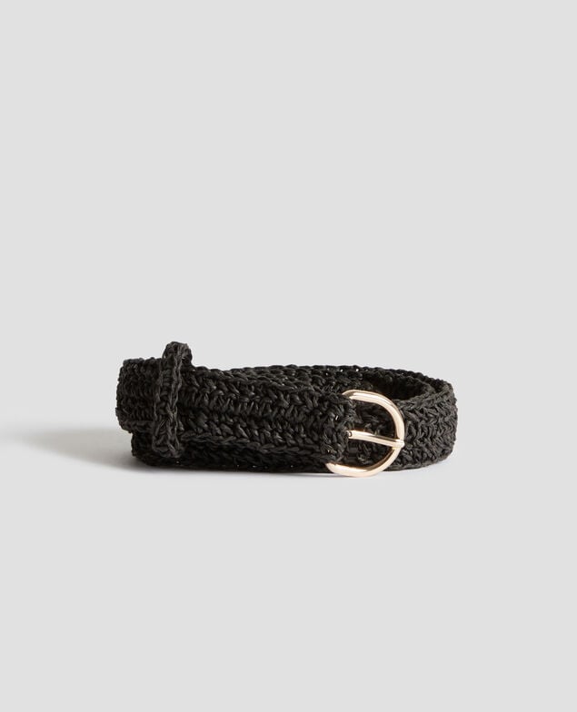 Skinny braided crochet belt 8853 09 black
