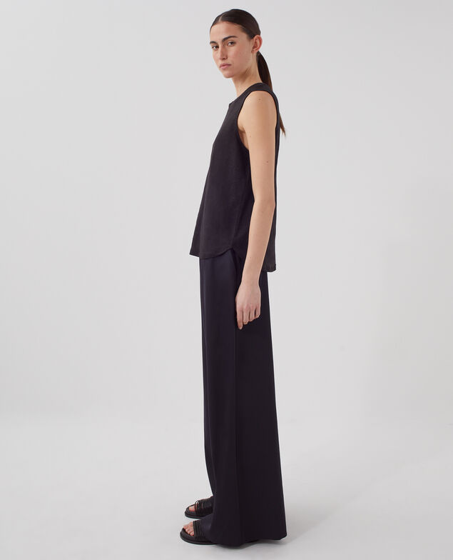 MARCELLE - Linen tank top H091 black beauty