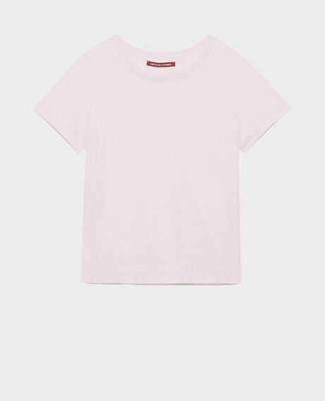 AMANDINE - linen round neck t-shirt 0100 pink marshmallow 2ste055f05