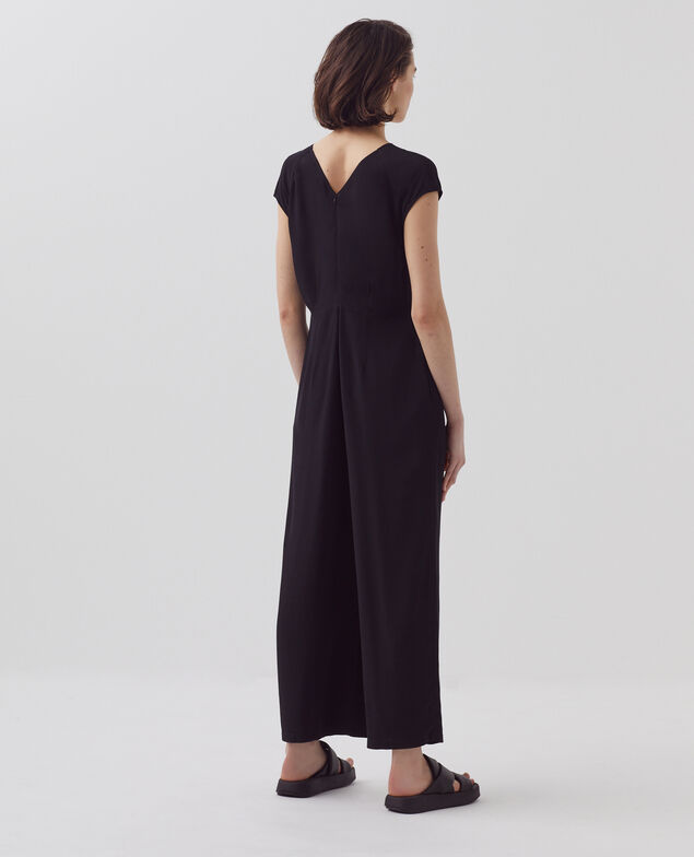 Silky sleeveless jumpsuit H091 black beauty
