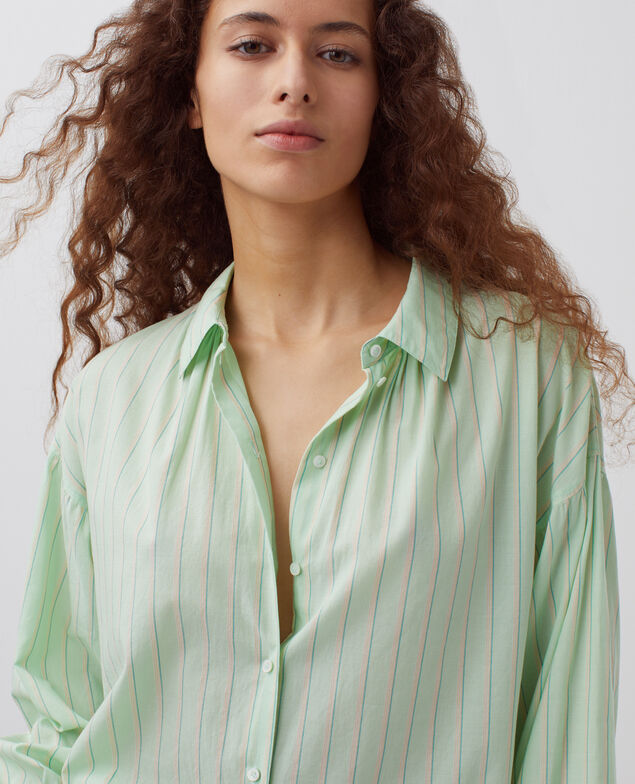 Cotton tunic shirt 0511 green stripe