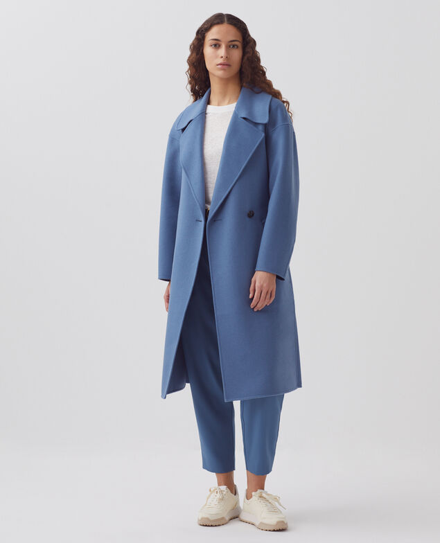 Double-faced wool and cashmere pea coat