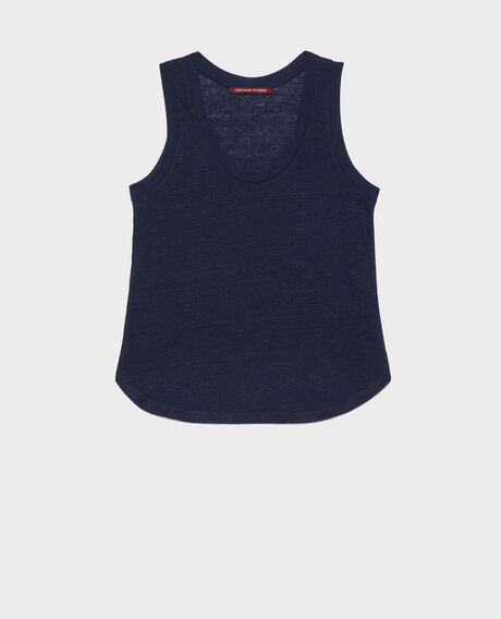 Sleeveless linen T-shirt 4232 maritime blue 3ste180f05