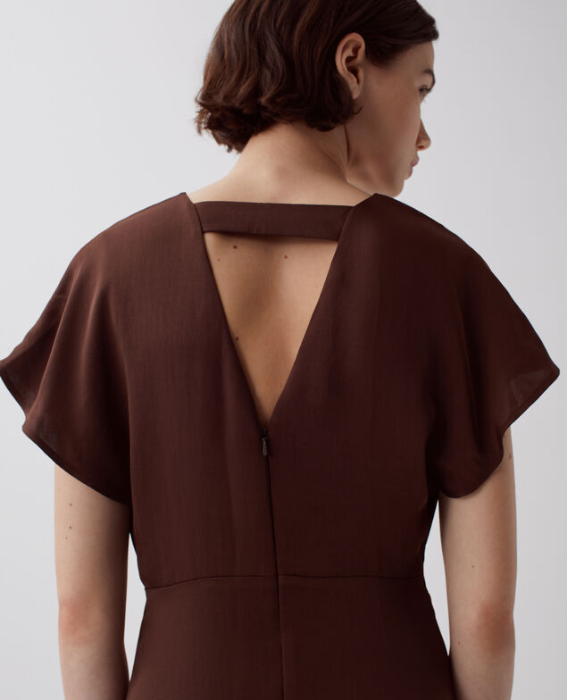 Flowing dress I390 coffee bean