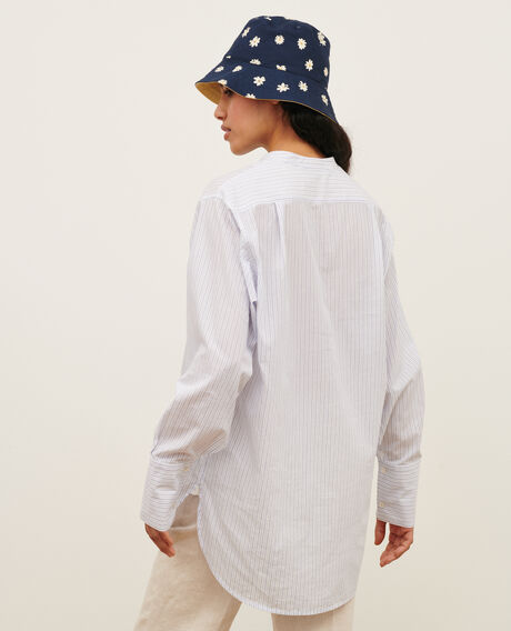 Cotton shirt with high-low hem 0622 blue medium stripes 3ssh289c21