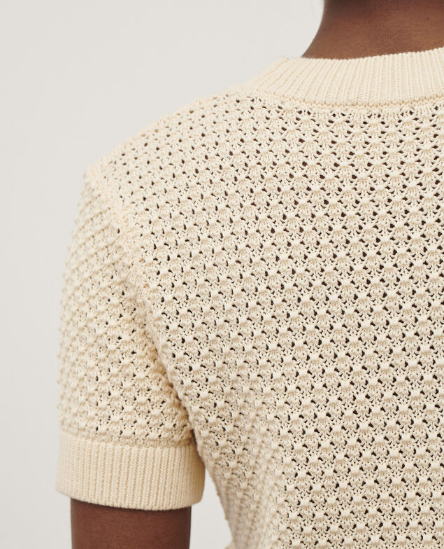 Short-sleeve cotton jumper 0401 ivory
