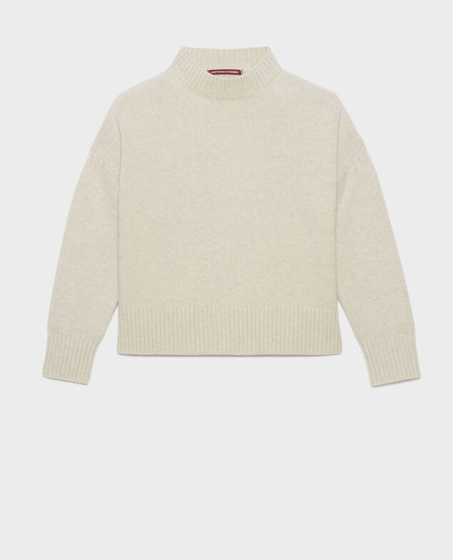 Merino wool blend funnel neck jumper A009 white knit 3wju119w37