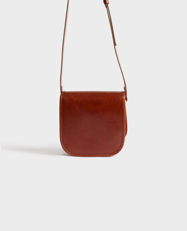 Small vintage-style leather messenger bag Pumpkin spice