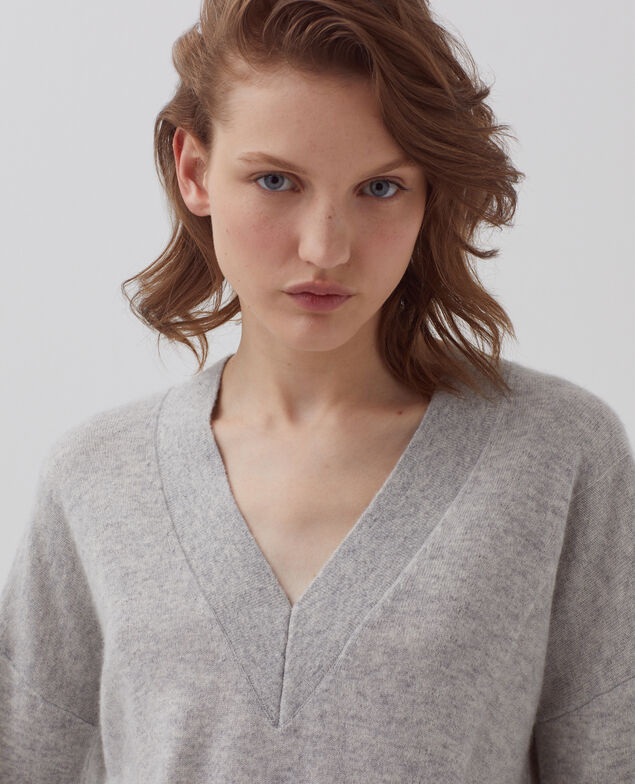 Cashmere V-neck jumper I020 ashen gray