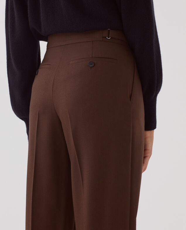 CAMILLE - Pleated wool trousers I390 coffee bean