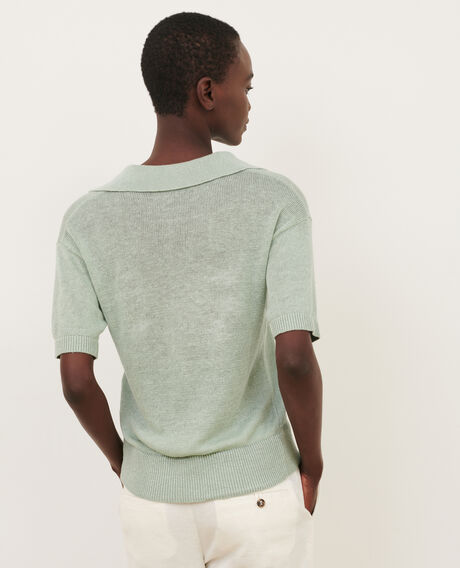 Short-sleeve linen polo shirt 50 green 2sju335 f04