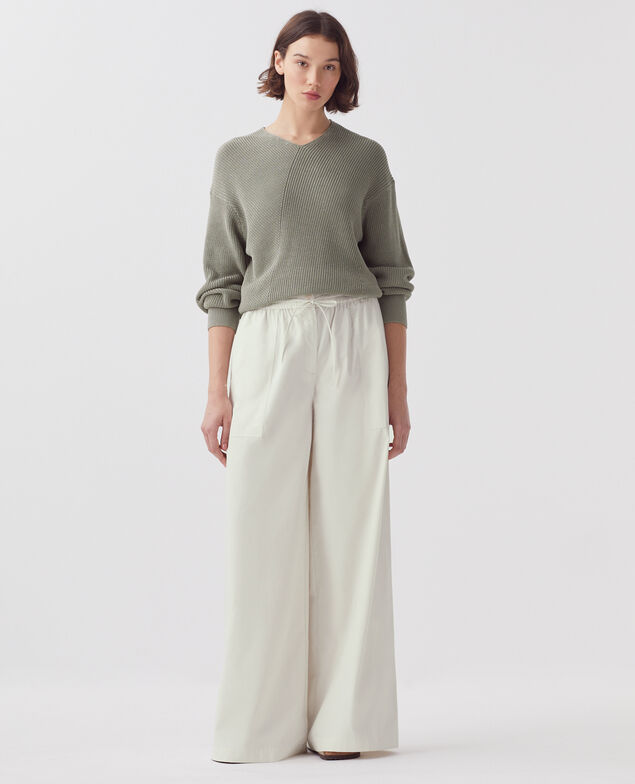 YVONNE - Loose trousers J010 white onyx