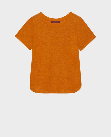 AMANDINE - linen round neck t-shirt 29 orange 2ste055f05