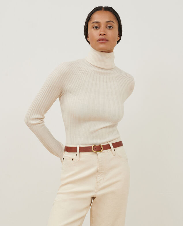 Merino wool blend roll neck jumper
