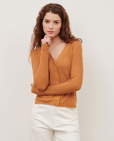 Linen cardigan 0320 almond brown 3sca115l01