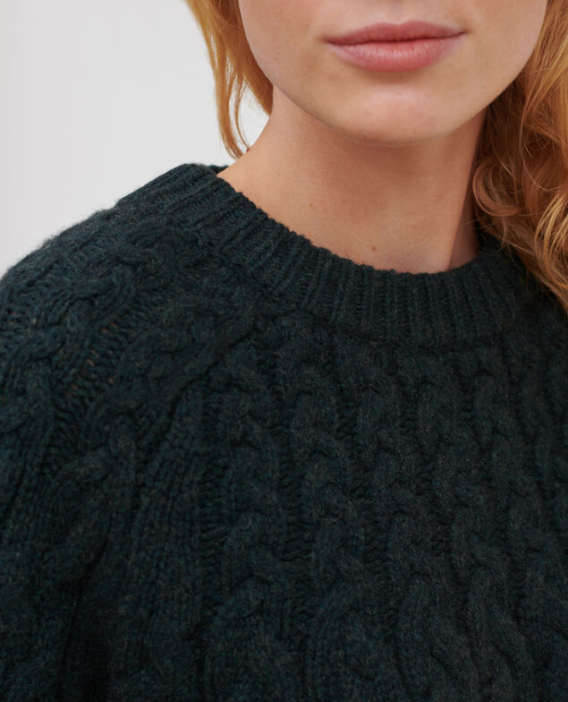 Merino wool blend round neck jumper A591 dark green pine
