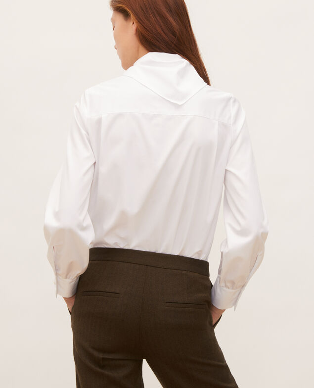  Cotton blouse with removable neck tie Brilliant white
