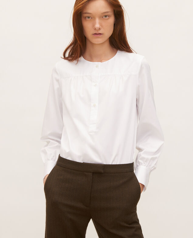  Cotton blouse with removable neck tie Brilliant white