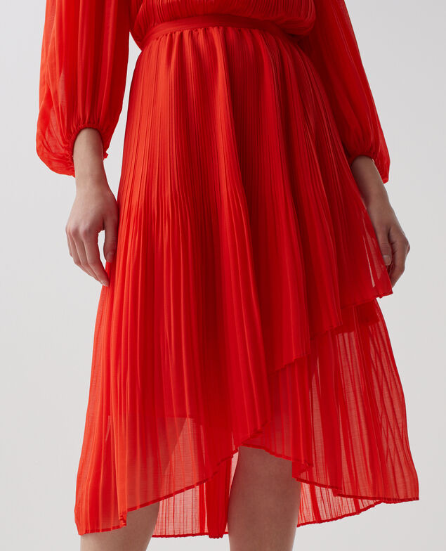 Pleated midi skirt I250 cherry tomato