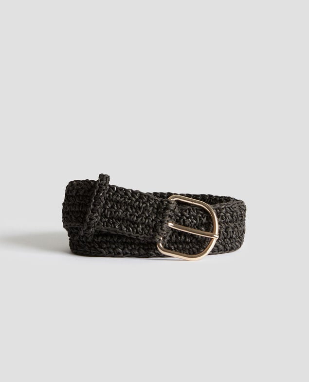 Wide braided raffia belt