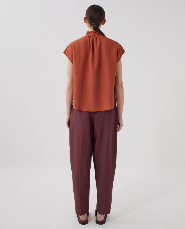 Frilly sleeveless shirt U260 orange