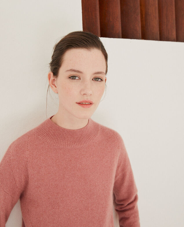  Cashmere jumper with high collar  Old rose