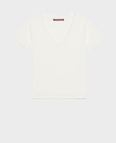 LÉA - Loose V-neck t-shirt Cloud dancer Paberne