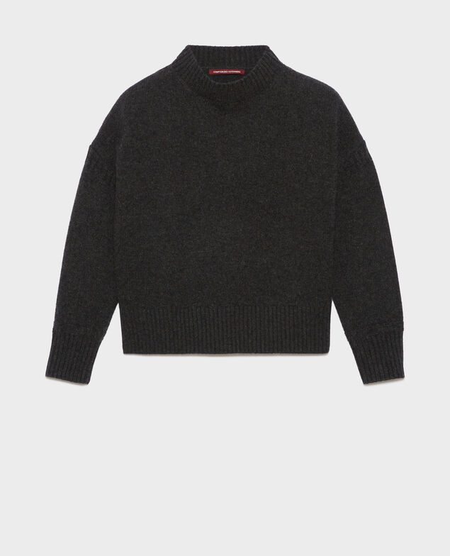 Merino wool blend funnel neck jumper