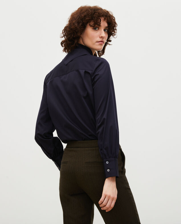  Cotton blouse with removable neck tie Night sky