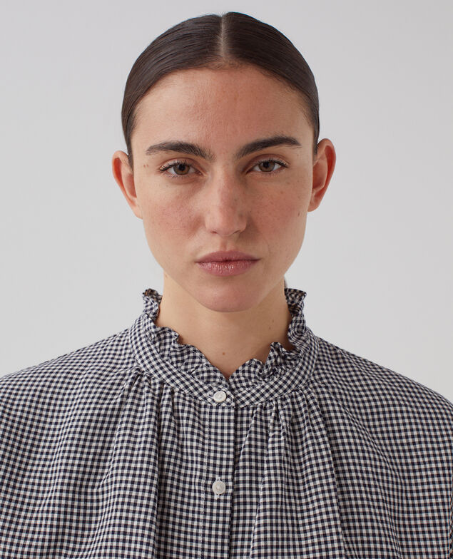 Frilly sleeveless shirt J093 gingham check