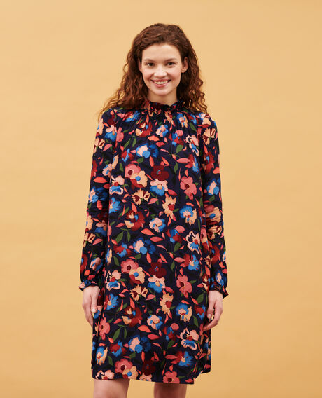 AGLAE - Silky printed dress 8858 69 navy print 2wdr229v02