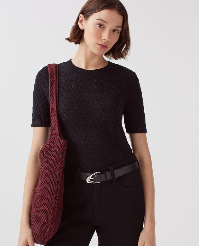 Short-sleeve linen jumper H091 black beauty