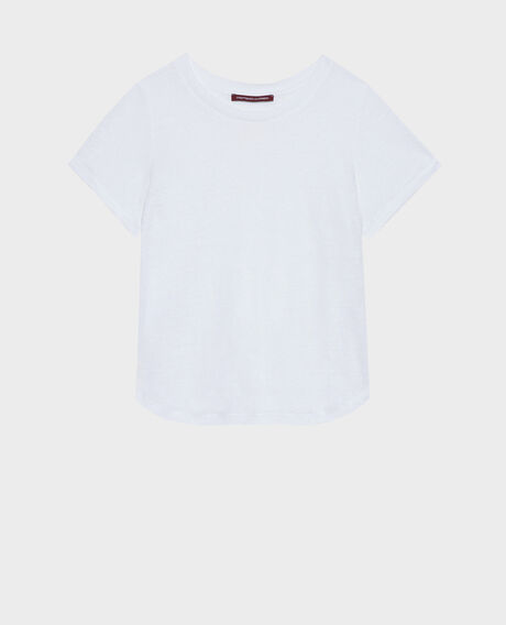 AMANDINE - linen round neck t-shirt 00 white 2ste055f05