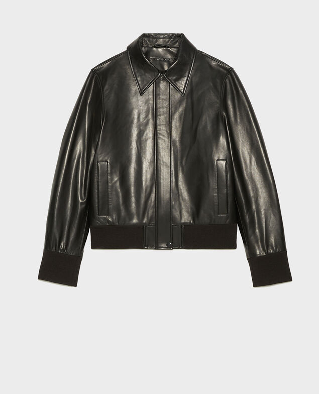 Lambskin zipped jacket. Black beauty