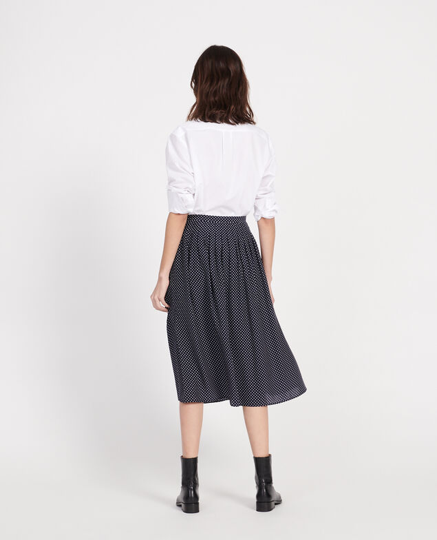 100% silk skirt Dots maritime blue