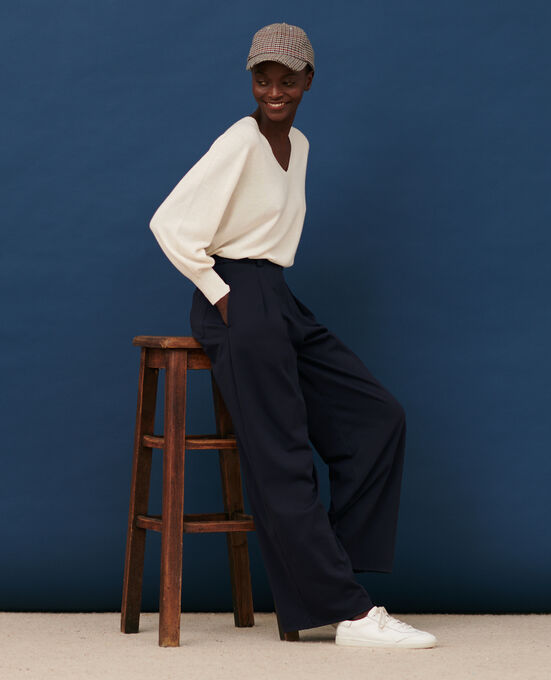 YVONNE - Wide pleated trousers. 7012C 69 NAVY