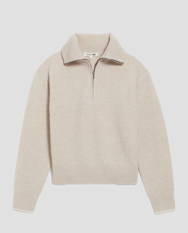 Half-zip wool jumper U300 natural
