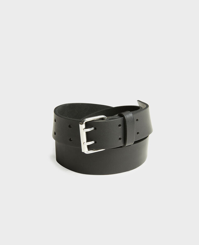  Leather belt with rectangular buckle Black beauty