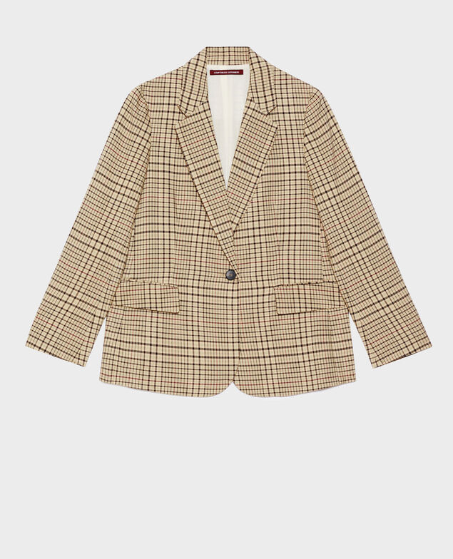 Cotton blend blazer 0400 cream checks