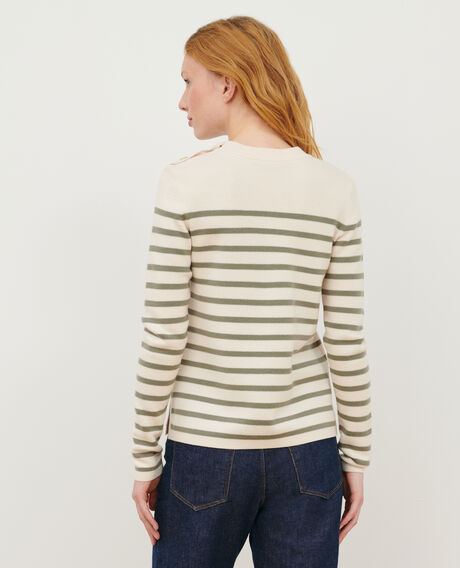 MADDY - Striped merino wool jumper 0561 vetiver stripes 2wju244w21
