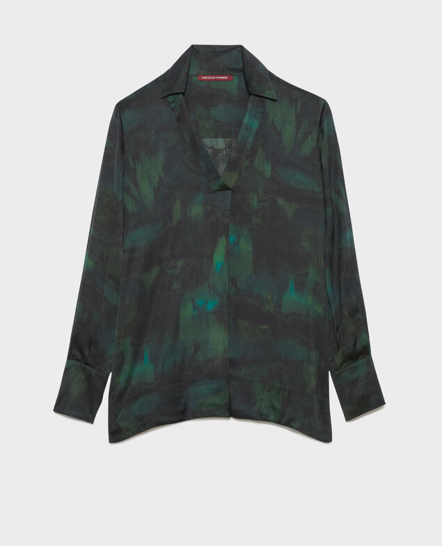 Silky printed blouse A581 print bolero green 3wbl074v23