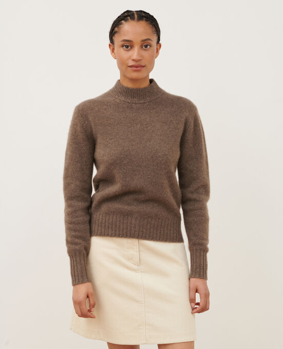 Cashmere polo neck jumper A350 LIGHT BROWN KNIT