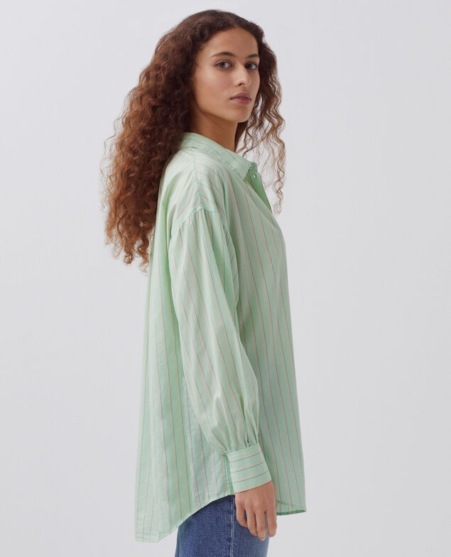 Cotton tunic shirt 0511 green stripe